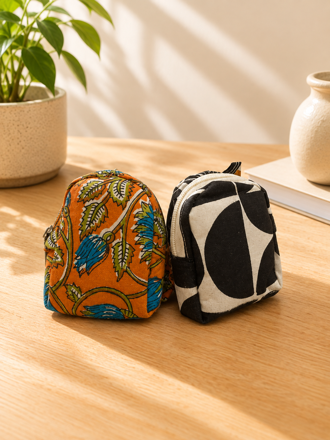 Mini Hand Block Printed Multipurpose Bag - Set of 2 